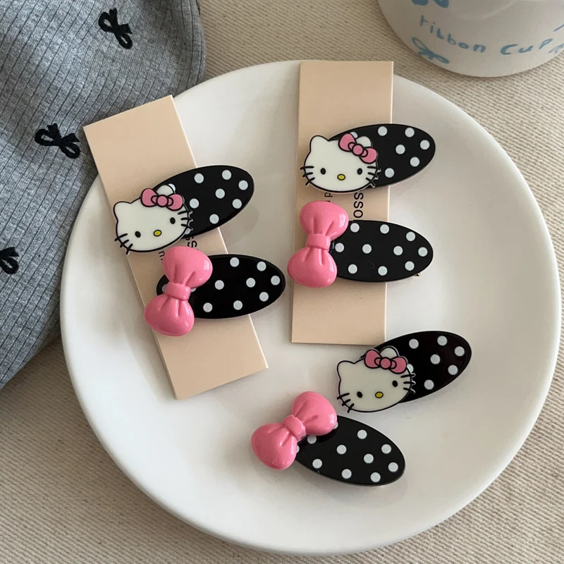 Bowknot Kt Cat Hairpins para mulheres, Sweet Cartoon Hair Clips, presilhas versáteis, acessórios fofos para cabelos, presentes para meninas, moda