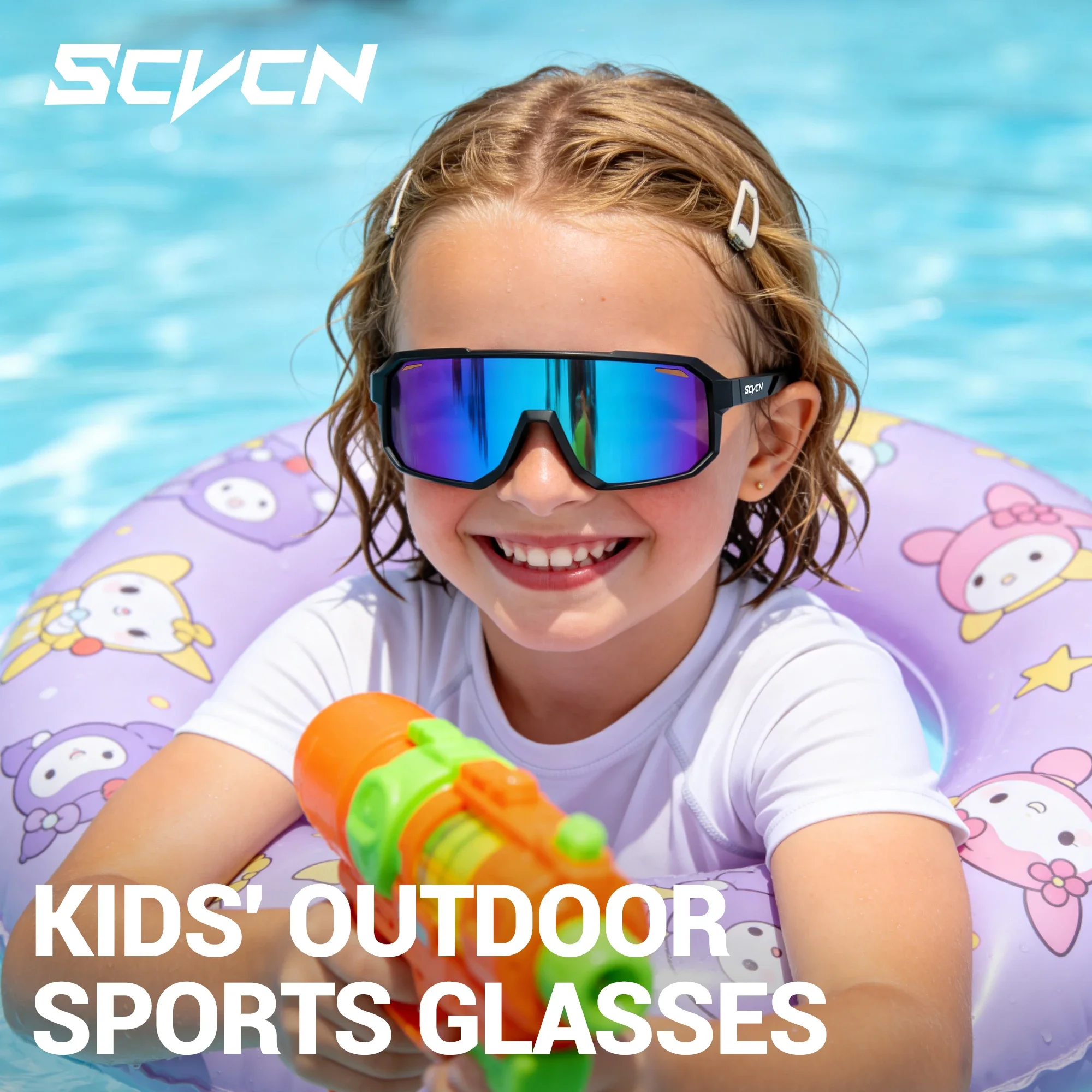 SCVCN Children UV400 Cycling Glasses Kids Outdoor Sports Sunglasses MTB Bike Eyewear Girls Boys Camping Fishing Golf Accessories