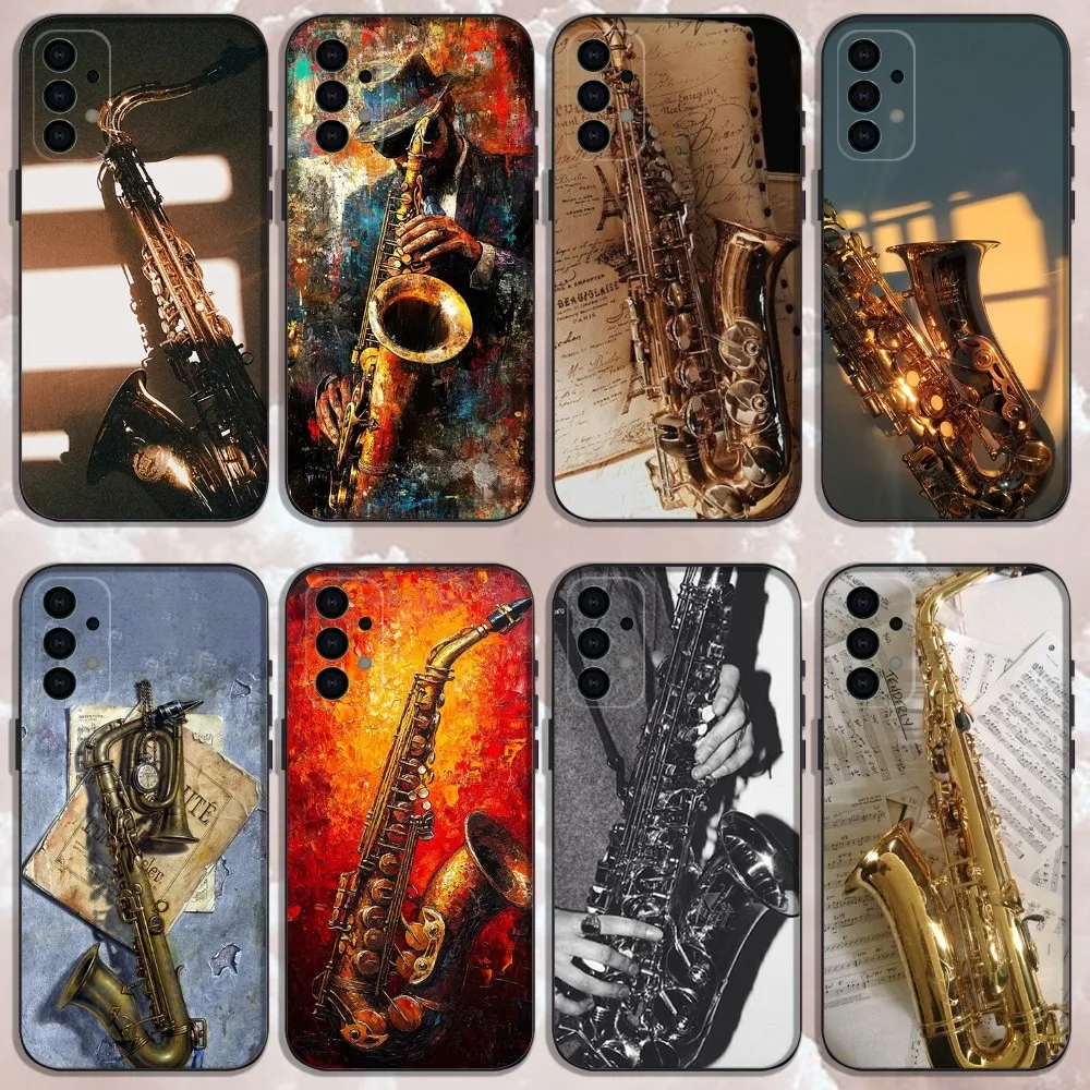 

Saxophone Music Phone Case For Samsung Galaxy A13,A21s,A22,A31,A32,A52,A53,A71,A80,Soft Black Shell