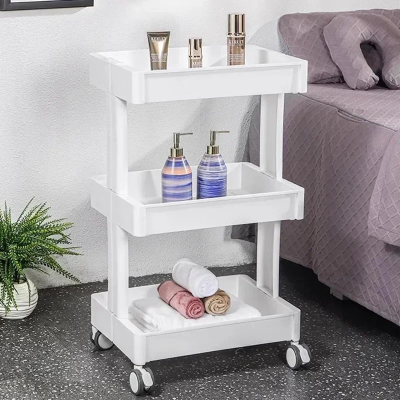 White Aesthetic Tool Trolley Rolling Utility Professional Auxiliary Cart Wheel Salon Furniture for MQ50TC