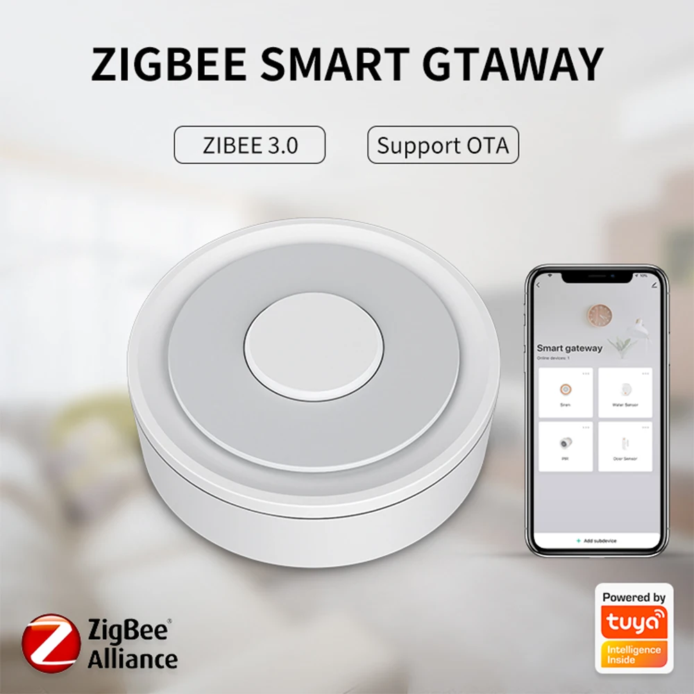 SMARSECUR ZigBee Gateway Hub Smart Home Bridge APP Remote Control Works with HomeKit Alexa Google  Tuya