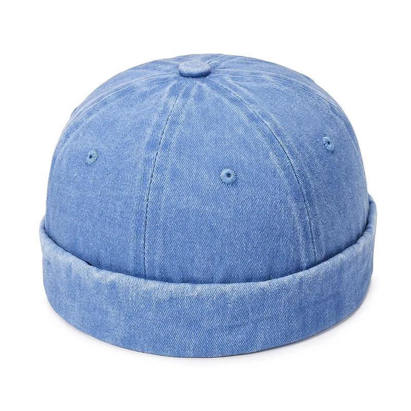 Fashion Denim Docker Cap Brimless Hat Solid Skullcap Solid Color Sailor Cap Beanie Hats Men Women Bucket Cap Adjustable Dad Hat