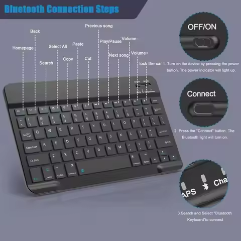 2026 7/10 Inch English Bluetooth Wireless Mini Keyboard For iPad Mac PC Tablet For IOS Android Cell Phone Laptop And 2.4G Mouse