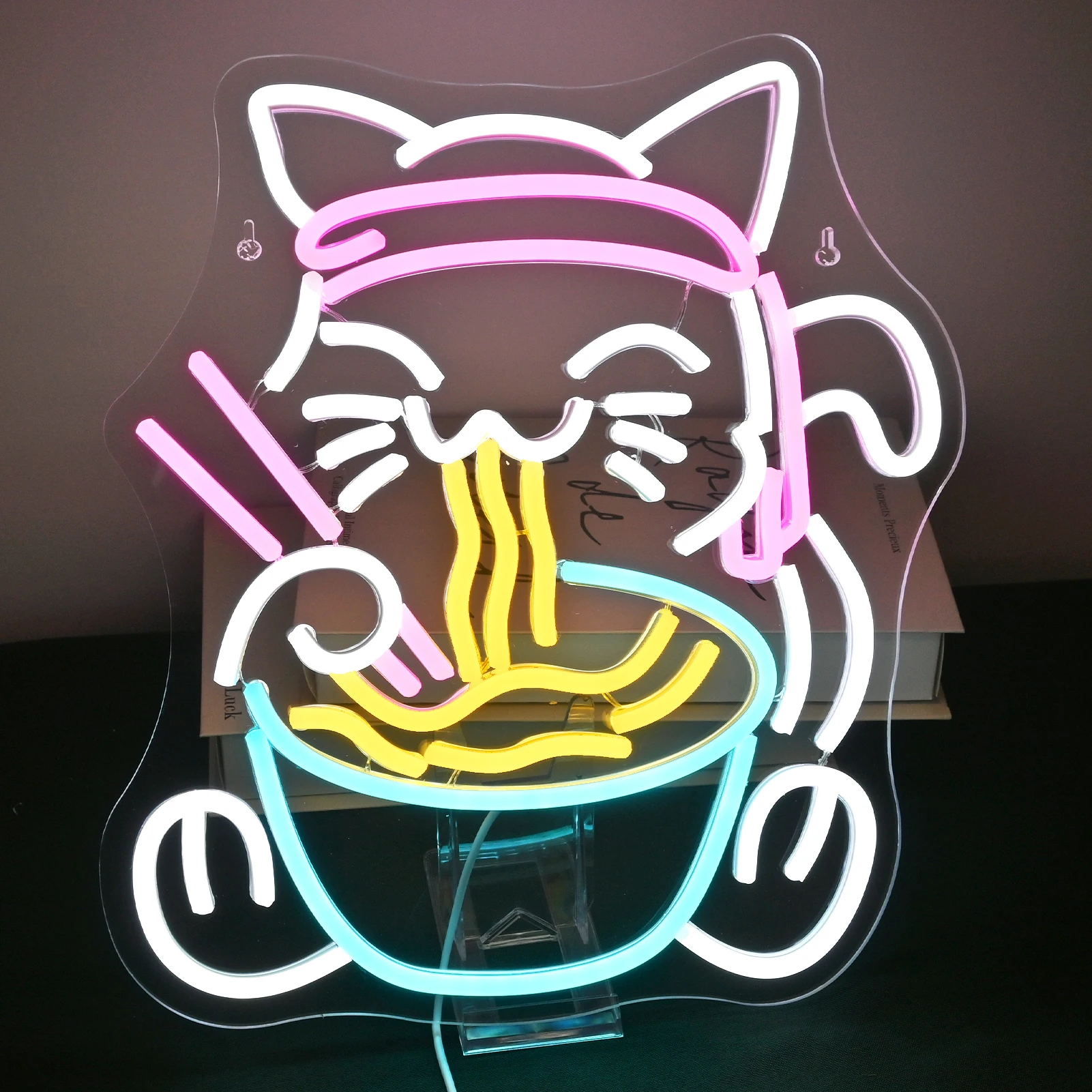 

Cat Ramen Neon Sign for Kitchen Bedroom Kawaii Japanese Noodle Restaurant Business Decor Light USB Powered Dimmable Neon