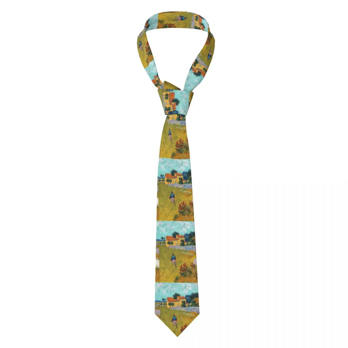 Farmhouse In Provence - Vincent Van Gogh Necktie for Men Silk Polyester Slim Neck Ties Wedding Accessories Tie Casual Gravatas