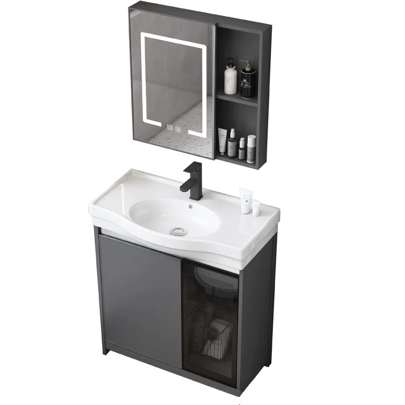 

Space aluminum glass door cabinet small apartment washbasin cabinet combination