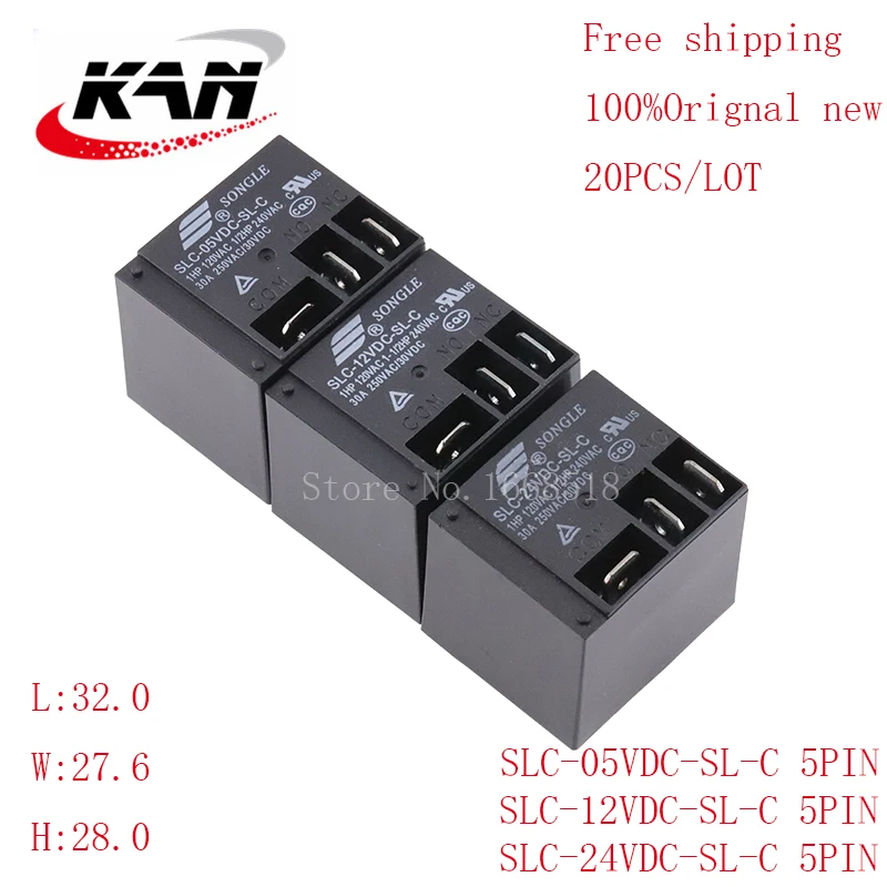 Free shipping 20pcs relay SLC-05VDC-SL-C SLC-12VDC-SL-C SLC-24VDC-SL-C 5VDC 12VDC 24VDC 30A 250VAC 5PIN T91 Original New