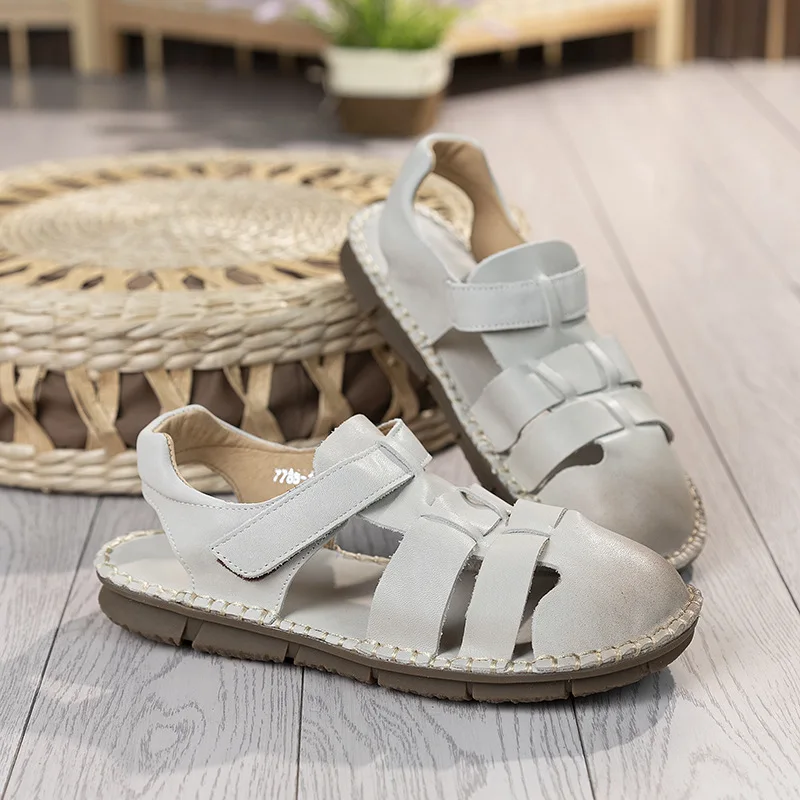 

Careaymade-Genuine leather Pure handmade women's sandals,Summer cowhide comfortable soft sole casual retro Roman women's shoes
