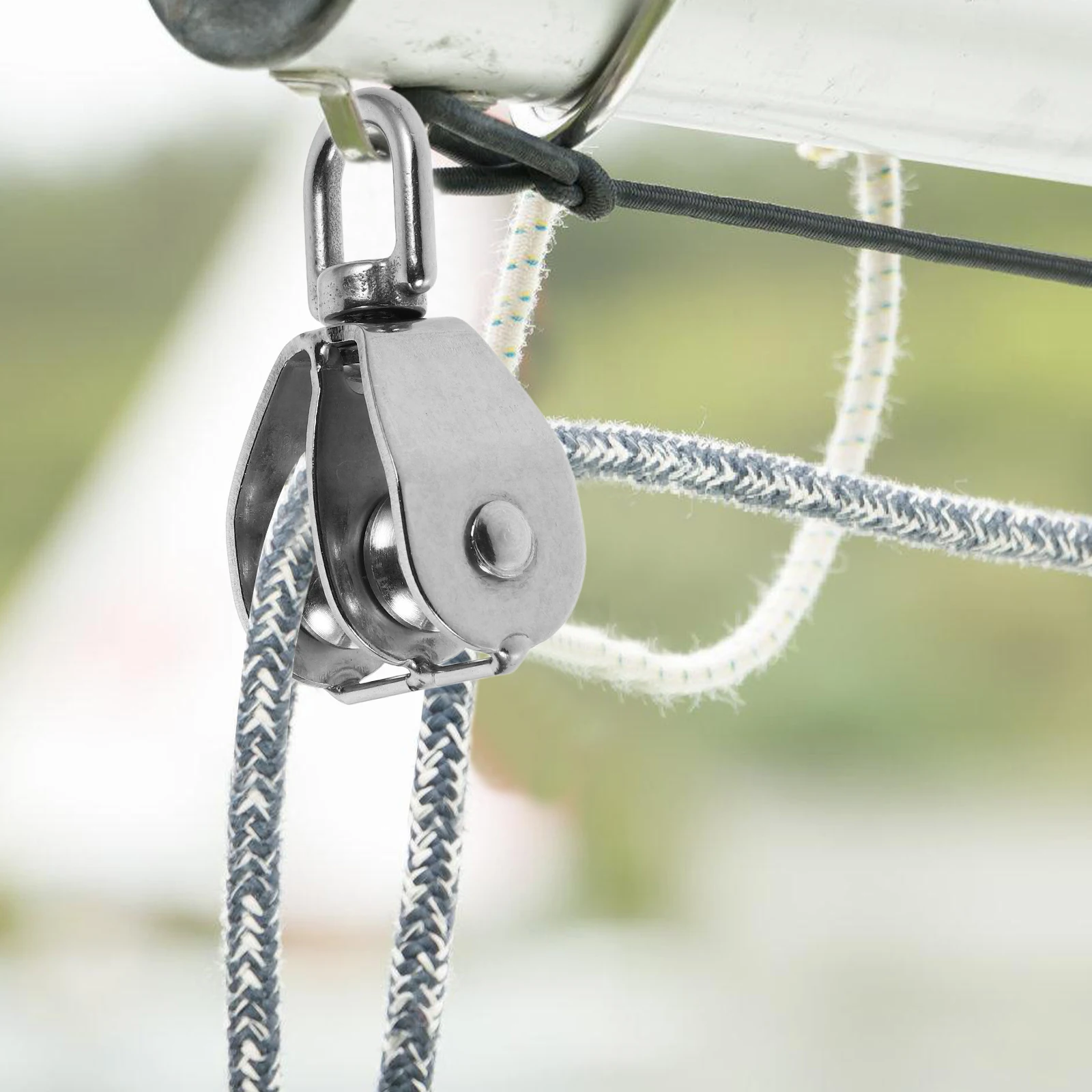 

Stainless Steel Fishing Network Mechanical Pulleys Tool Silver Dual Wheel