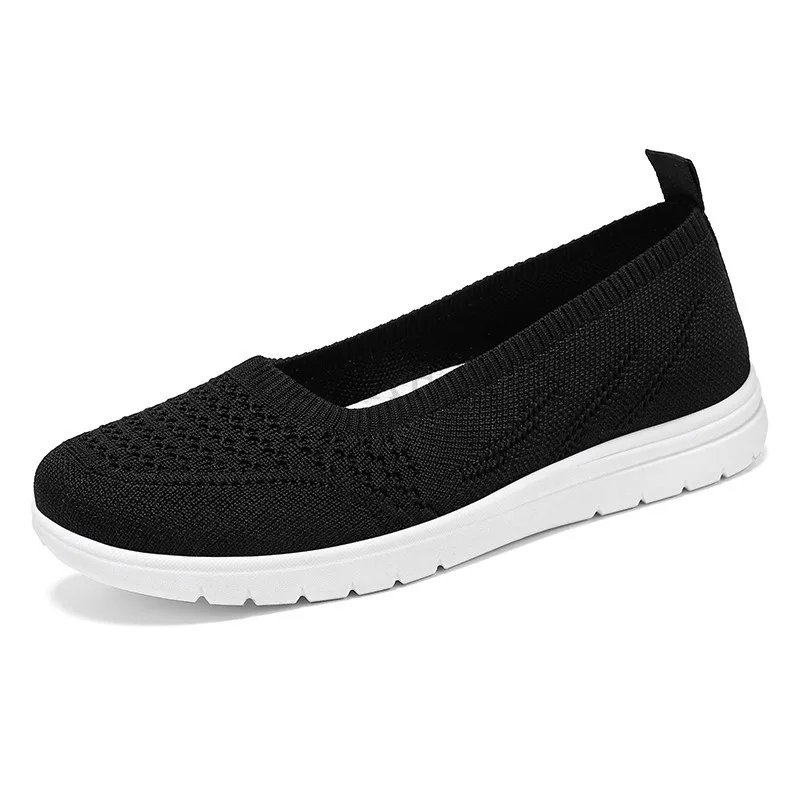 Women\'s Slip On Solid Color Shoes Summer Fashion Mesh Breathable Casual Shoes Walking Non Slip Platform Sandals Flats Loafers