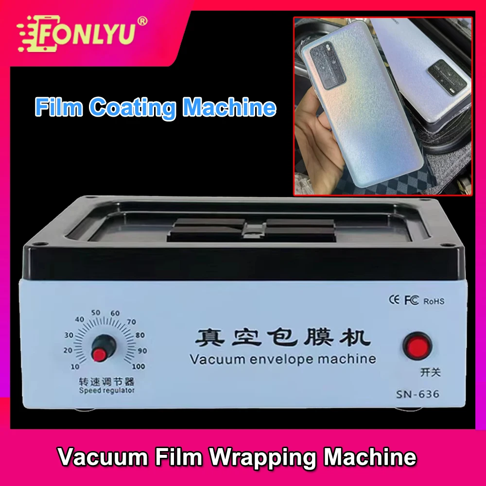 

FONLYU Fully Automatic Mobile Sticker Vacuum Film Coating Machine CellPhone Back Glass Full-Cover Laminating Wrapping Machine