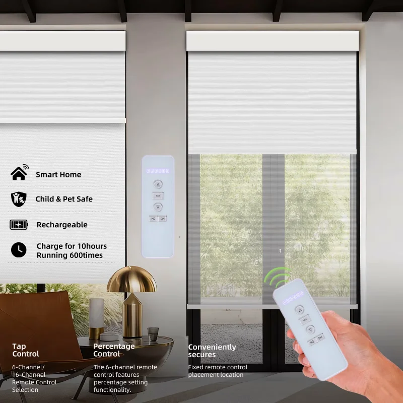 Custom Built In Electric Day Night Double Roller Shades Adjust Light Timing Alexa Remote Control Dual Roller Blinds For Bedroom