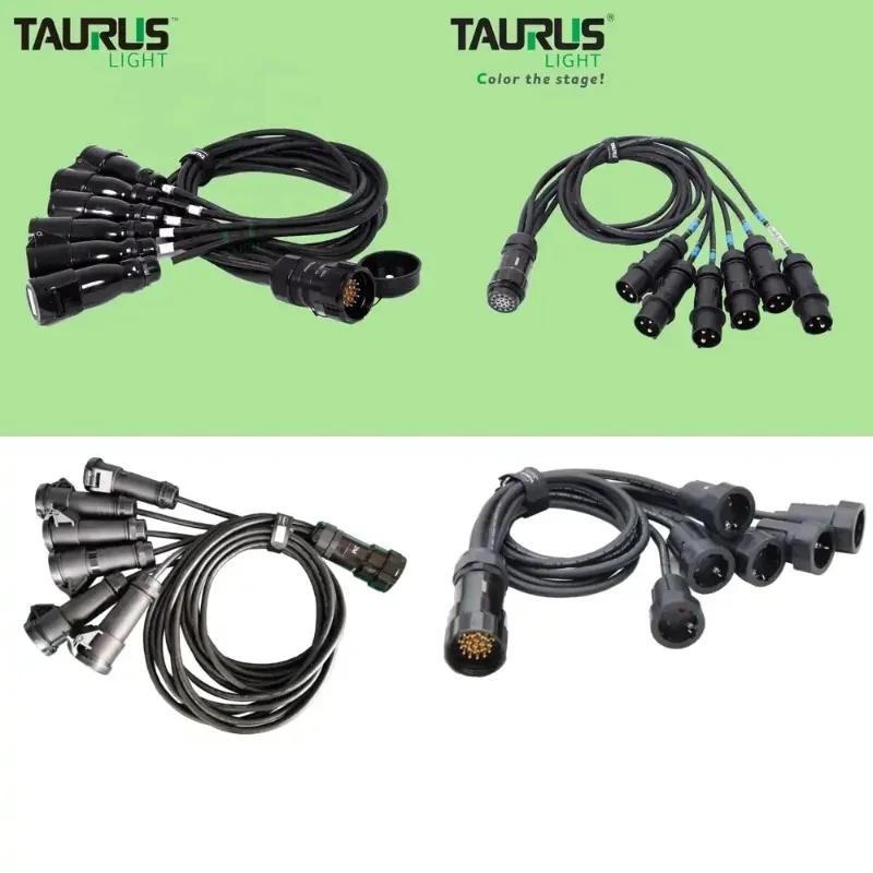 6 Way 19pin Socapex to CEE16A Socket Cable 1.5M 5M 10M Length
