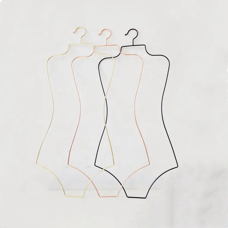 Beishite Swimsuit Hangers Female Bikini Usage Gold Metal Clothes Rack Swimwear Hanger in Body Shape