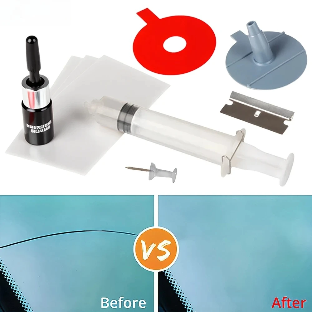 Car Windshield Repair Resin Kit Tools Windscreen Break Scratch Restoration Protective Stickers Glass Cleaner Care No Trace Wash