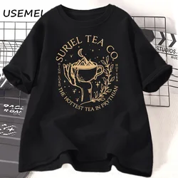Suriel Tea Co Verboden Boeken T-Shirt Katoenen Acotar T-Shirt Boekliefhebber T-Shirt Katoenen Esthetische Kleding Tops Met Korte Mouwen