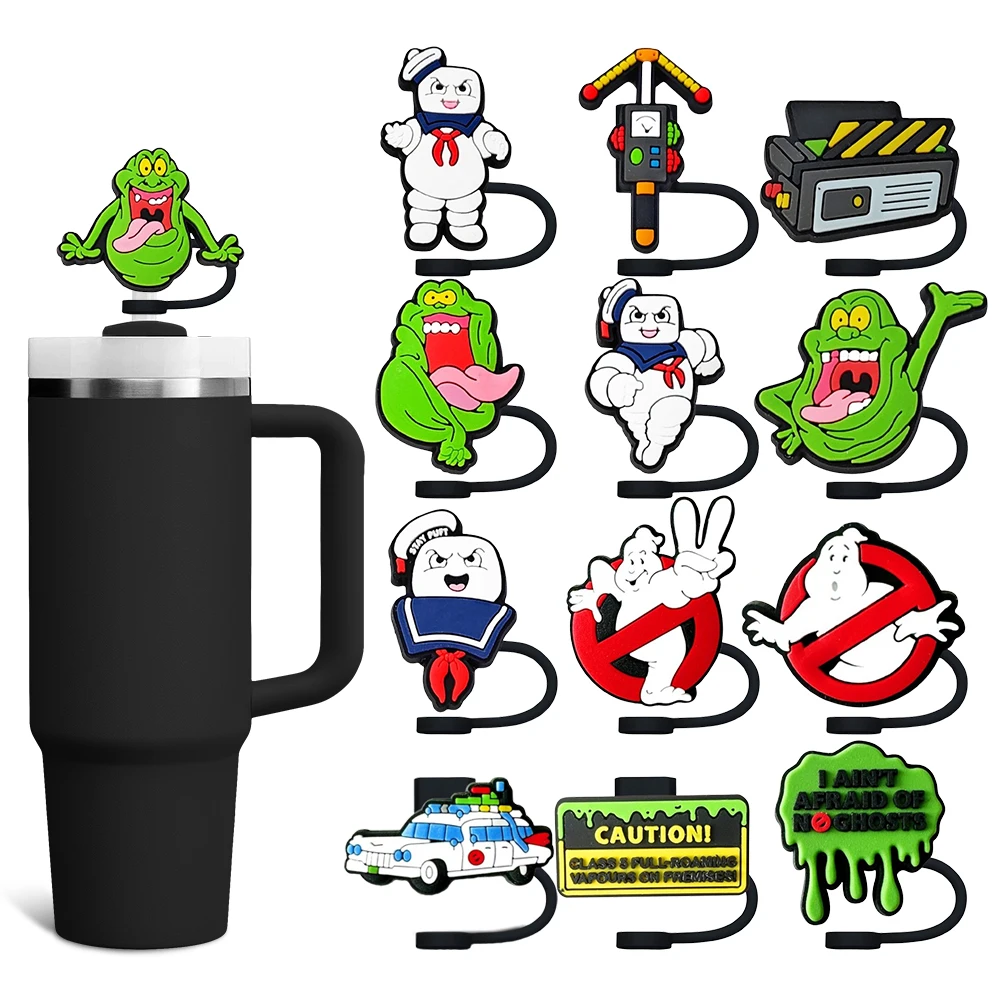 Hot Toys Movie Cartoon Straw Cover Cap 8-10MM Silicone Straw Plug Splash Proof Drinking Cup Straw Charms Pendent Home Party Gift