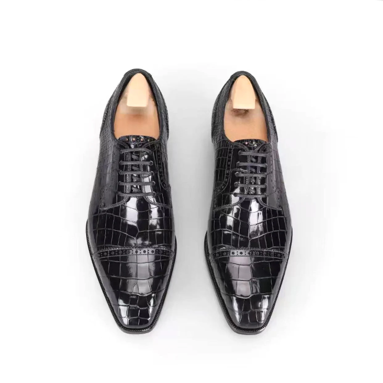 

Новые мужские классические туфли Yinshang из кожи крокодила для свадьбы, бизнеса и офиса, с изогнутой подошвой