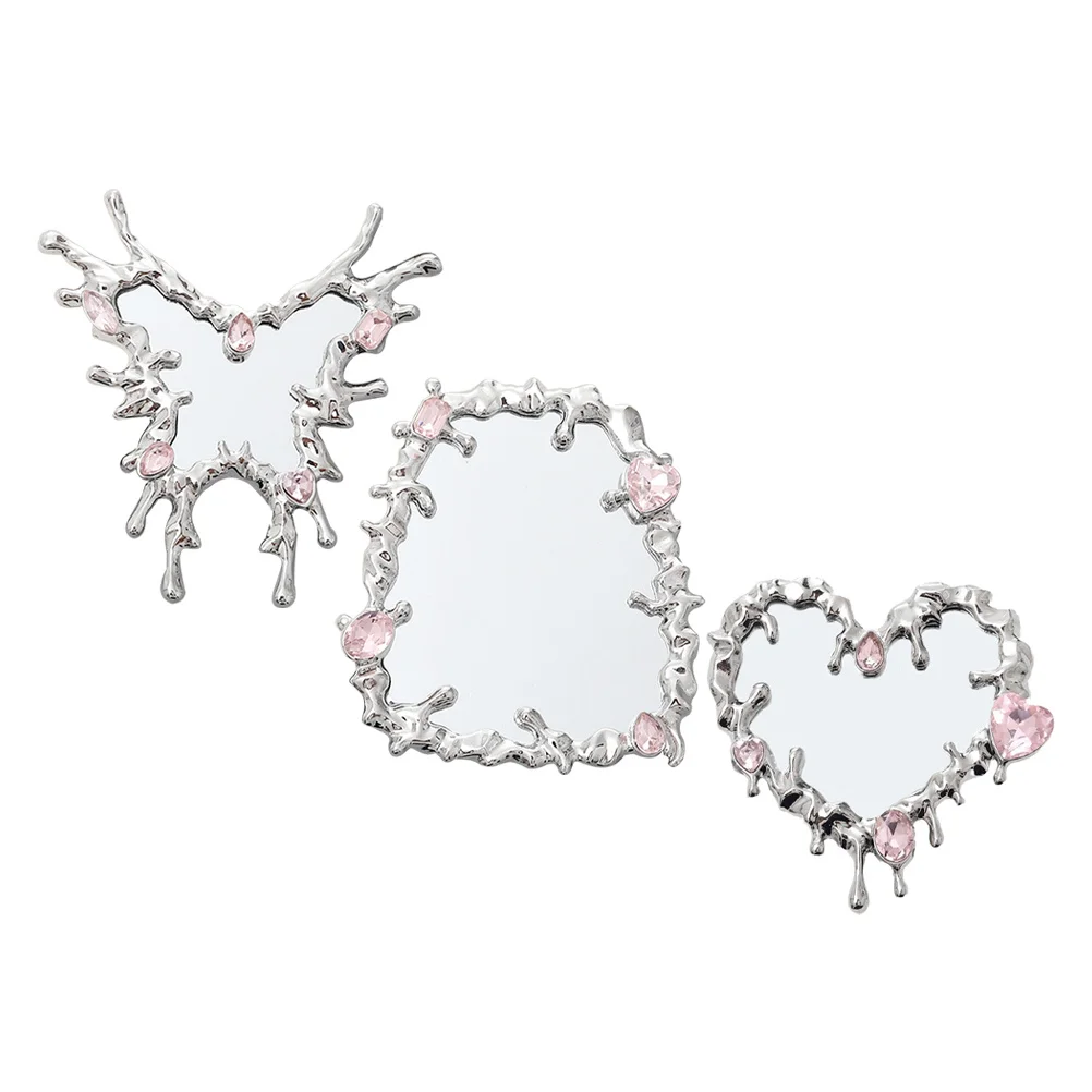 3 قطعة مرآة جيب ريترو عالية الوضوح سطح واضح مرآة يد أنيقة لمستحضرات التجميل في الهواء الطلق لوازم السفر #5