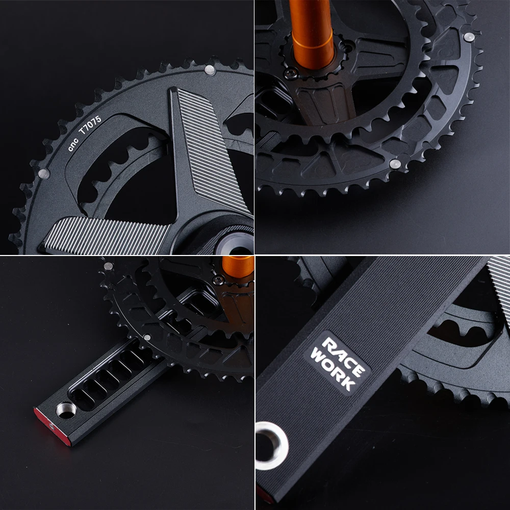 Rennrad Rennrad Kurbel garnitur 170mm Kettensatz Kurbel 50-34t/52-36t/53-39t Kettenrad Aluminium legierung Welle Fahrrad Doppel kettenblatt – Detail 15
