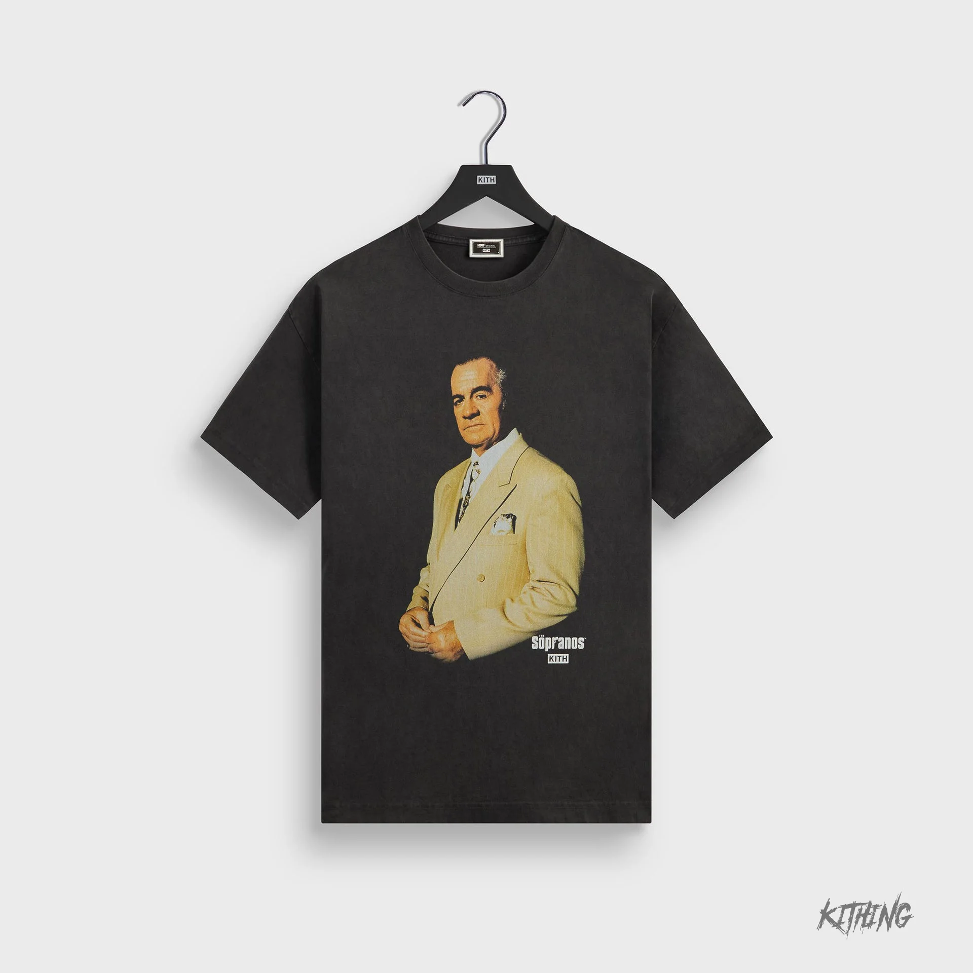 Kith Sopranos Collaborative Loose Fit Vintage Cotton Print T-Shirt Men's Fashion Urban Style Short Sleeve Breathable Summer Tee