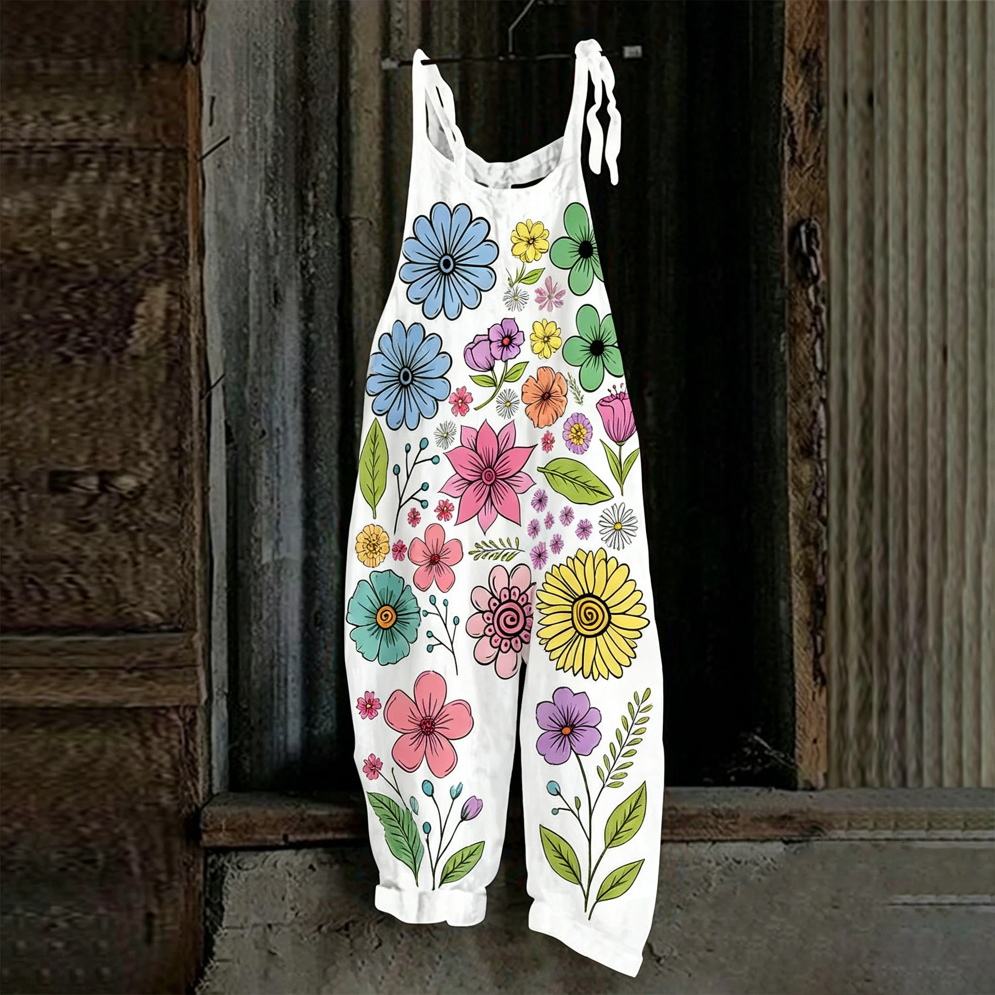 Women Sleeveless Bib Overalls  - Romper Floral Print ulasan dan harga