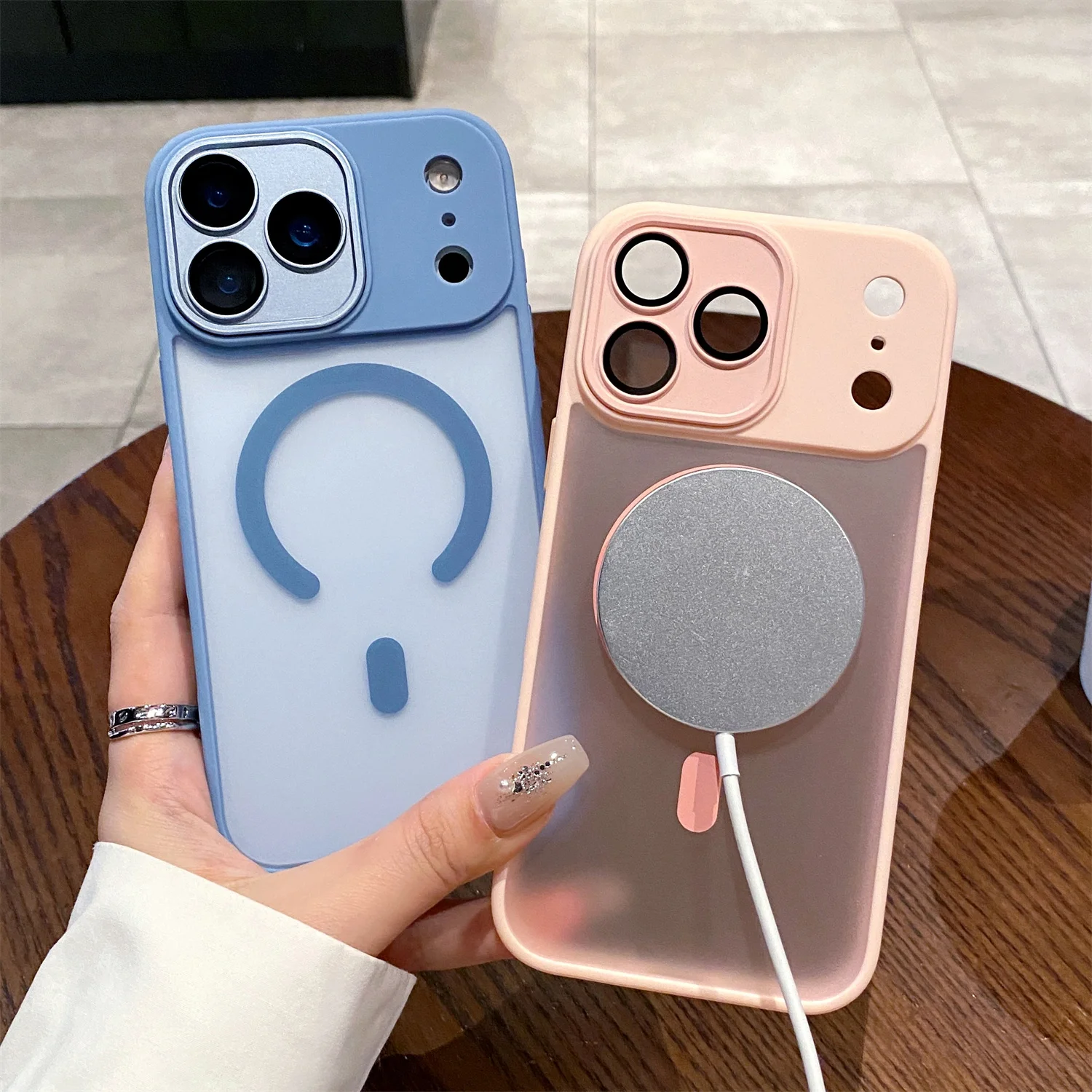 Luxury Matte Magsafe Magnetic With Lens film Phone Case For iPhone 17 17Air 17 Pro 17ProMax Hard PC Bumper Cover - náhled 5