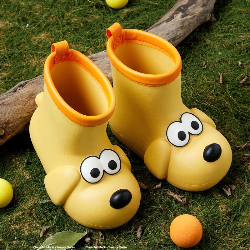 Children Rain Boots 2024 Four Season Cute Cartoon Dog Rain Shoes Waterproof Boys Girls Non-Slip EVA Shoes Baby Boots