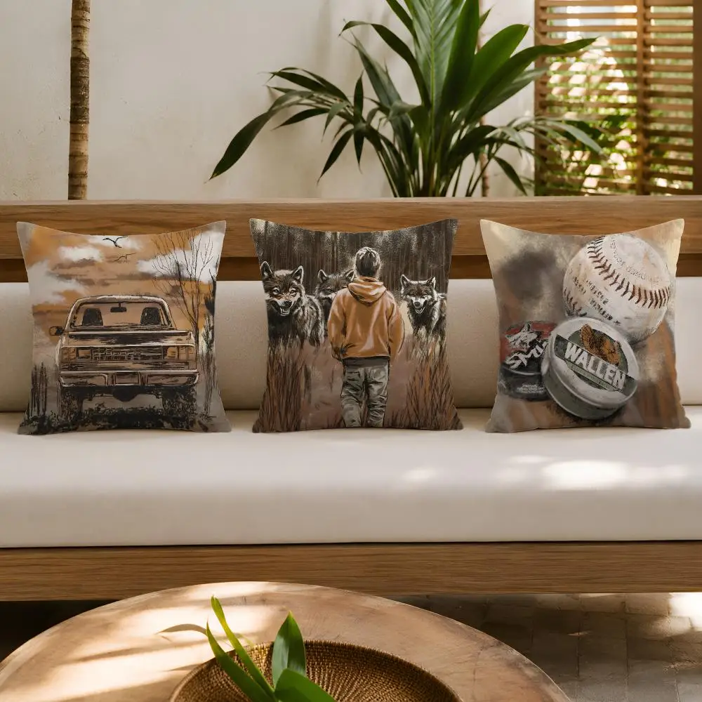 Singer M-Morgan Wallen Cushion Cover Wrinkle-Resistant Short Plush Pillow Covers Breathable Machine-Washable