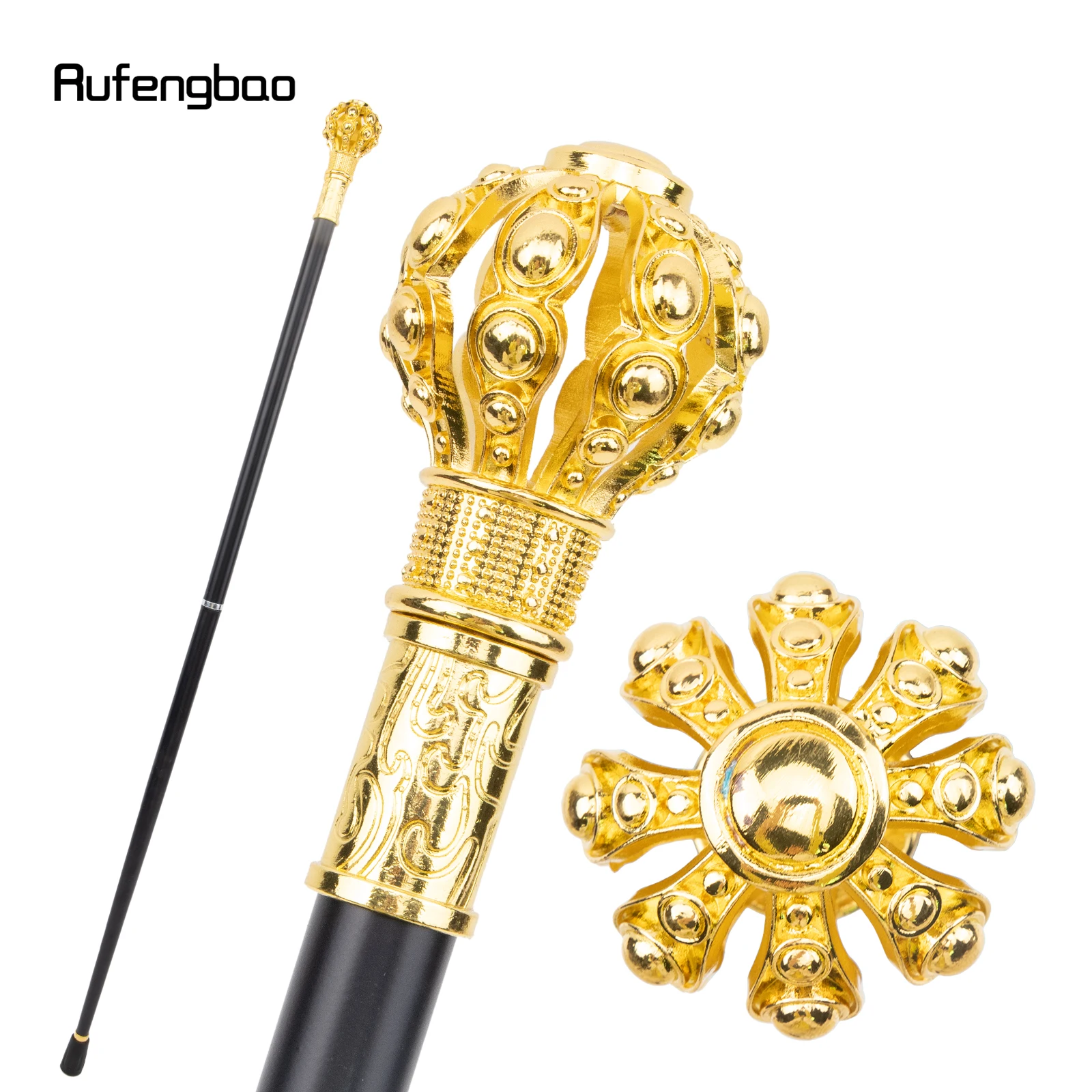 

Golden Flower Ball Walking Cane Fashion Decorative Walking Stick Gentleman Elegant Cosplay Cane Knob Crosier 95cm