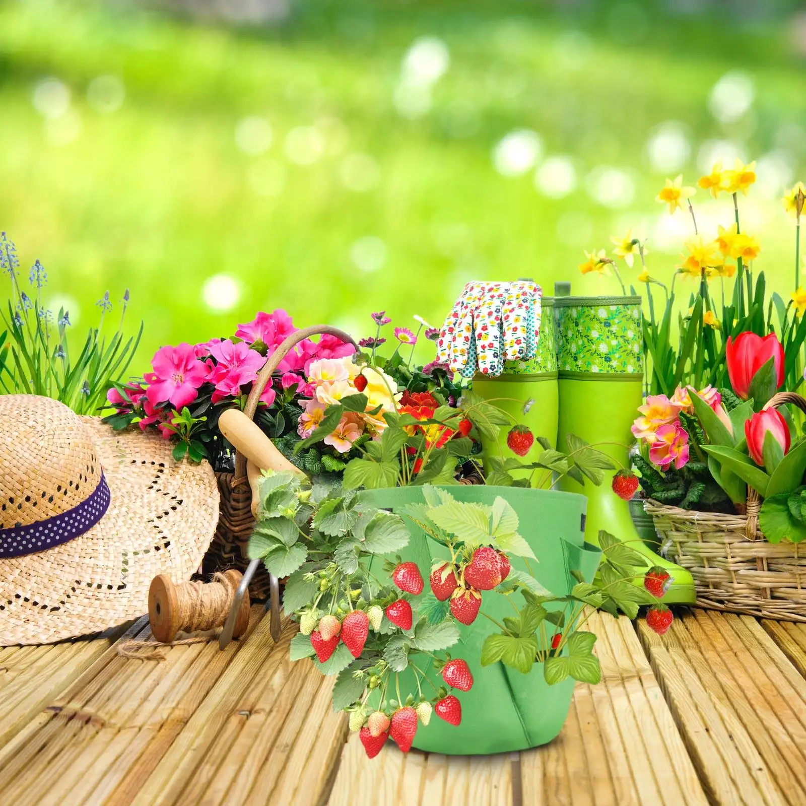 

1 шт. войлочная подвесная сумка-кашпо для клубники, 10 галлонов, для балкона, крыши, лестницы, угла, дышащие карманы для посадки