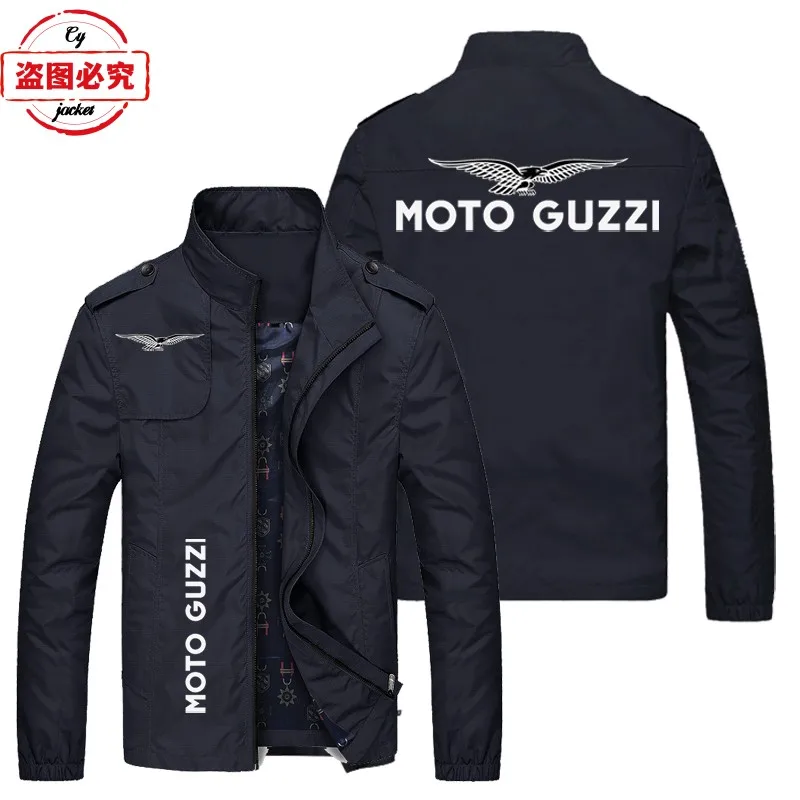 Moto Guzzi Motorcycle Logo Motorcycle Jacket Loose Long Sleeve Top Tooling Men's Zip Jacket