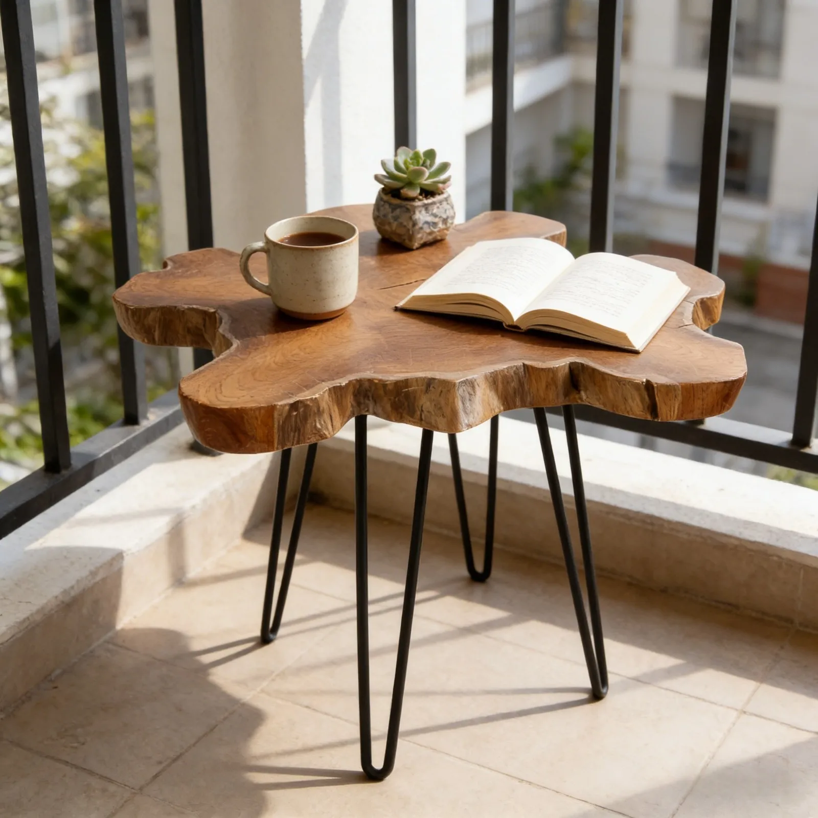 Rustic Teak Wood Slice Coffee Table, Live Edge Coffee Table, Handcrafted