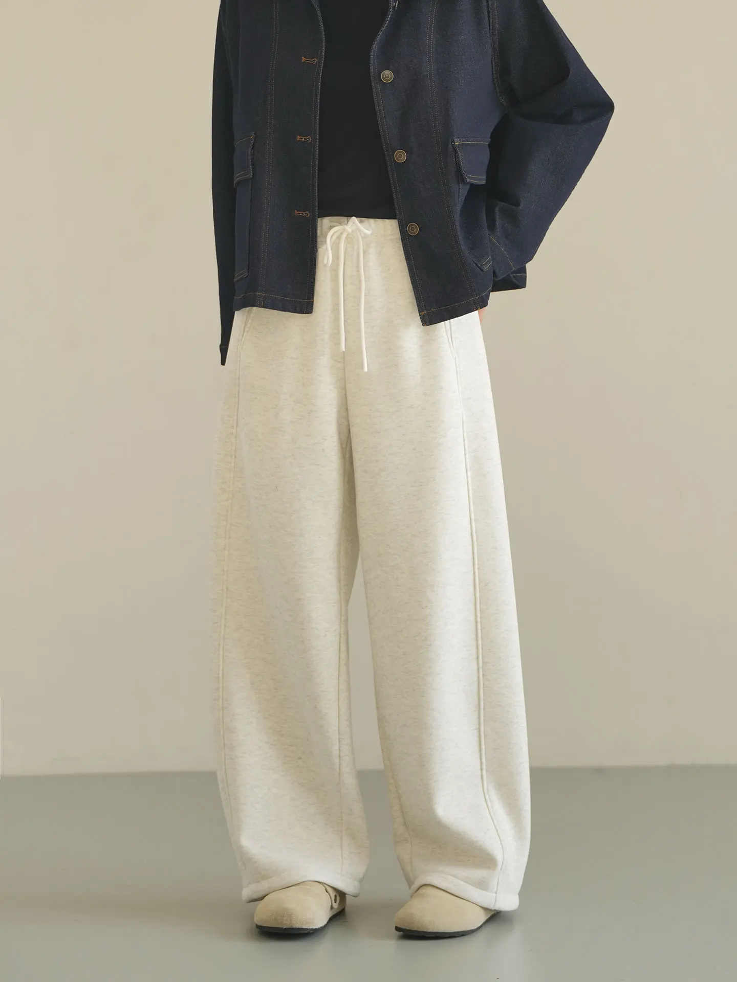 

Женские утепленные брюки с широкими штанинами, повседневные теплые зимние брюки, двусторонние, удобные, свободного кроя, из смесового хлопка и полиэстера