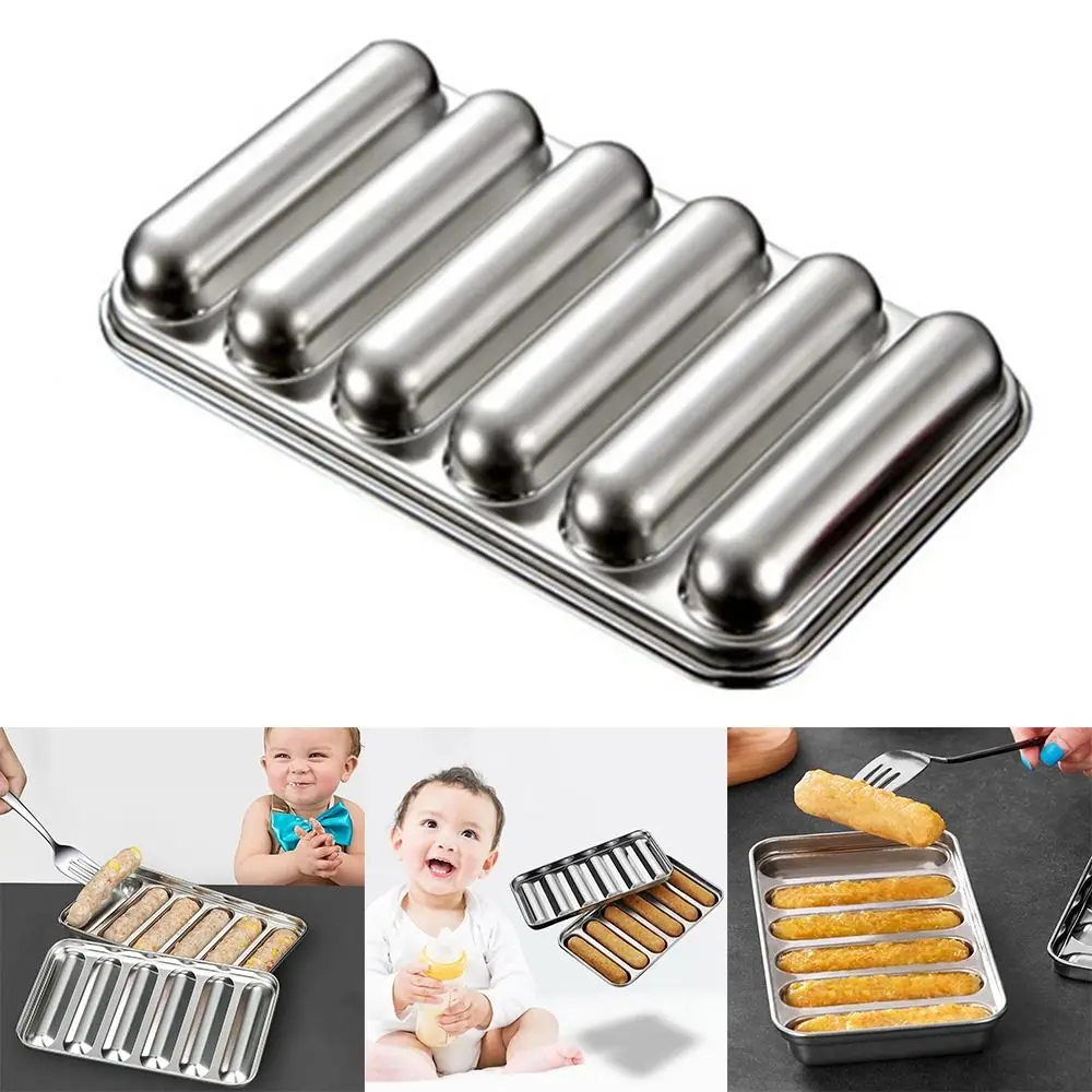 Sausage Maker Mould Sausages Molds 6 Grids Stainless Steel Ham Hot Dog Mold With Lid Cake Baking Tools Kitchen DIY