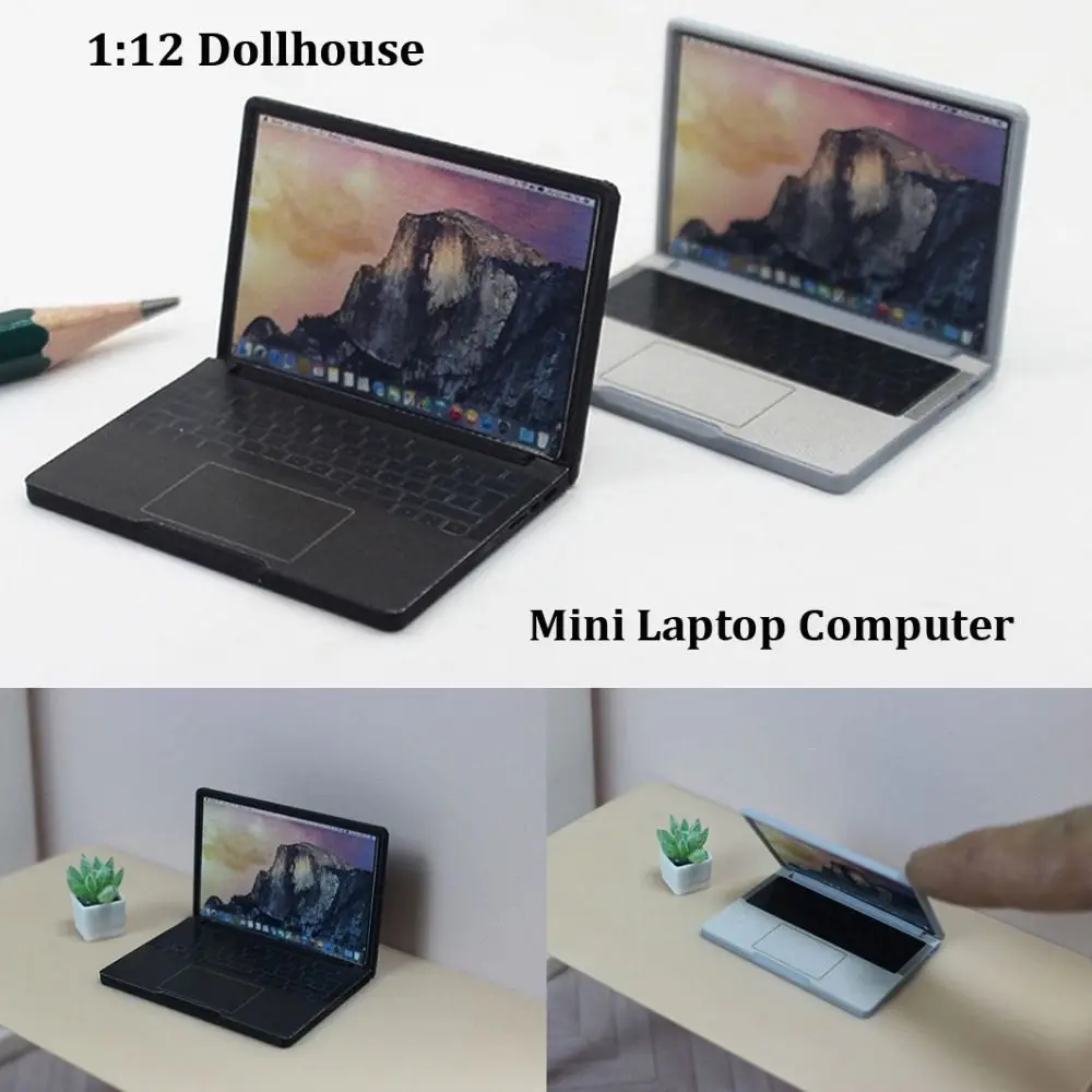 High Quality Cute Simulation Laptop Computer 1:12 Mini Dollhouse Decoration Computer 2 Colors Doll House DIY Accessories