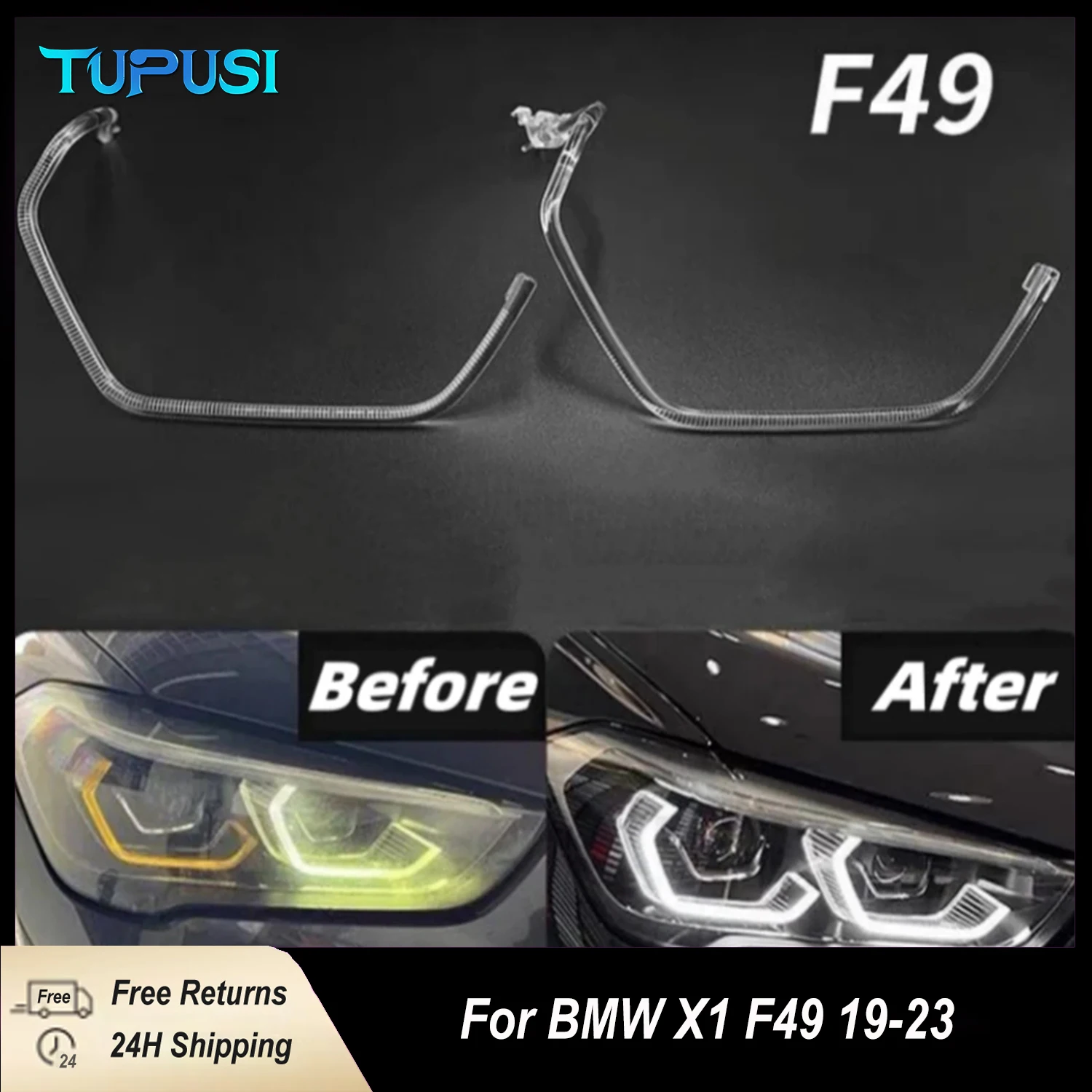 

LED Angel Eyes Headlight Guide Strips Acrylic Tubes DRL Daytime Running Light For BMW X1 F49 F48 2019 2020 2022 2023 Accessories