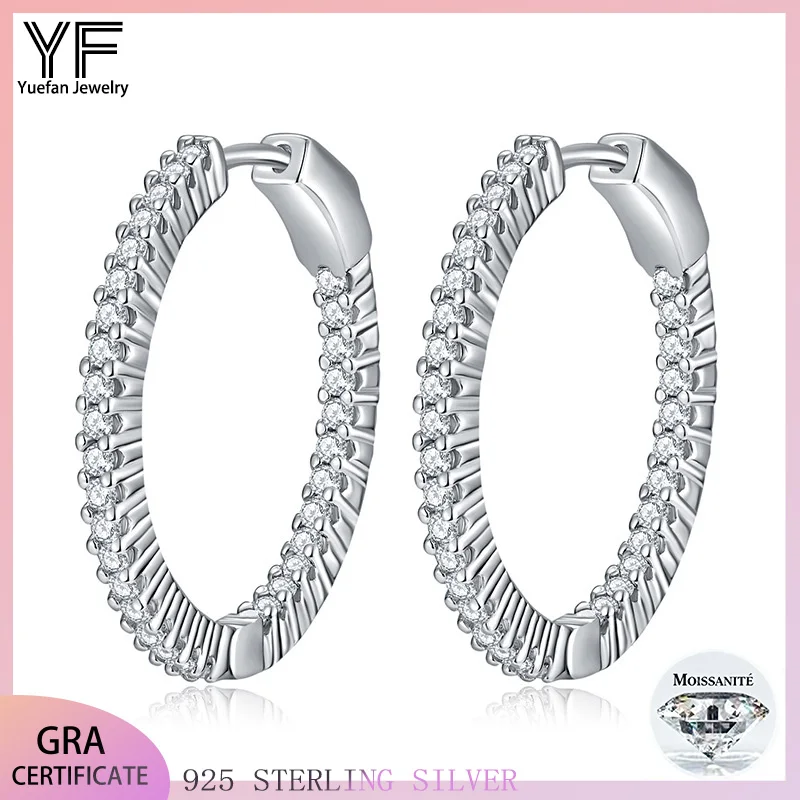 

s925 D color VVS1 Moissanite women's circular ear studs, women's ear studs plated with 18k white gold, gift box, GAR certificate