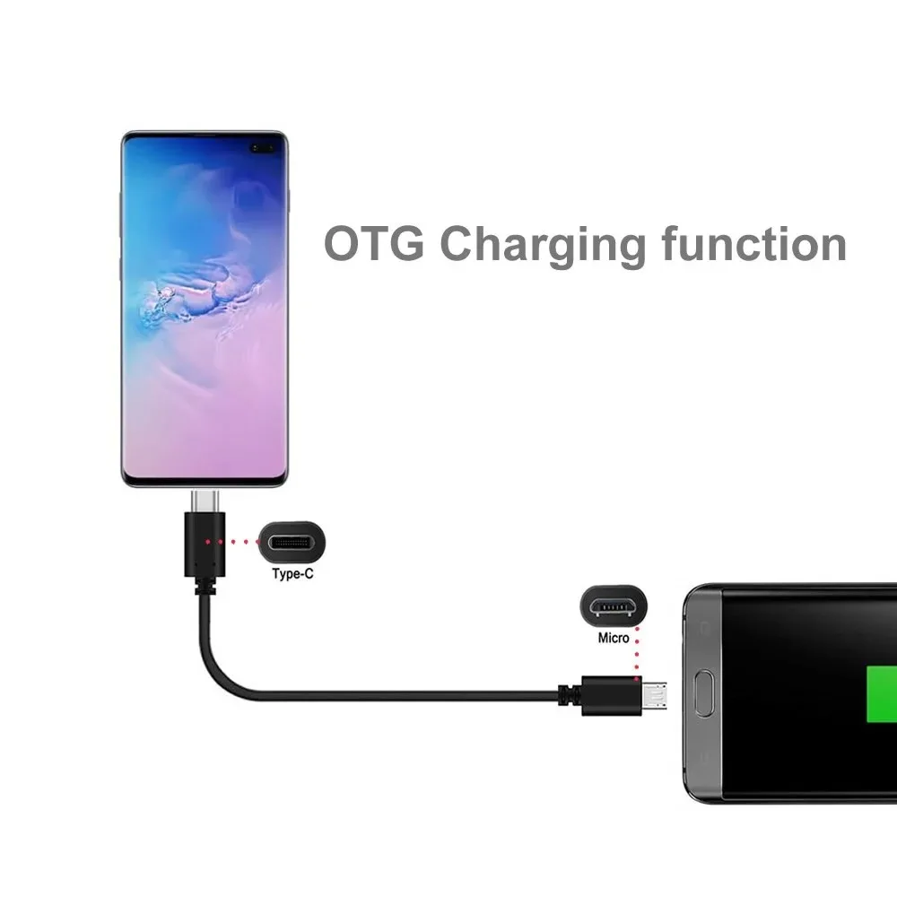 Immagine 3: Cavo da 0,3 m da tipo C a micro USB Cavo da USB 2.0 C a micro-USB OTG per sincronizzazione dati e ricarica per telefono cellulare Samsung Xiaomi Huawei LG