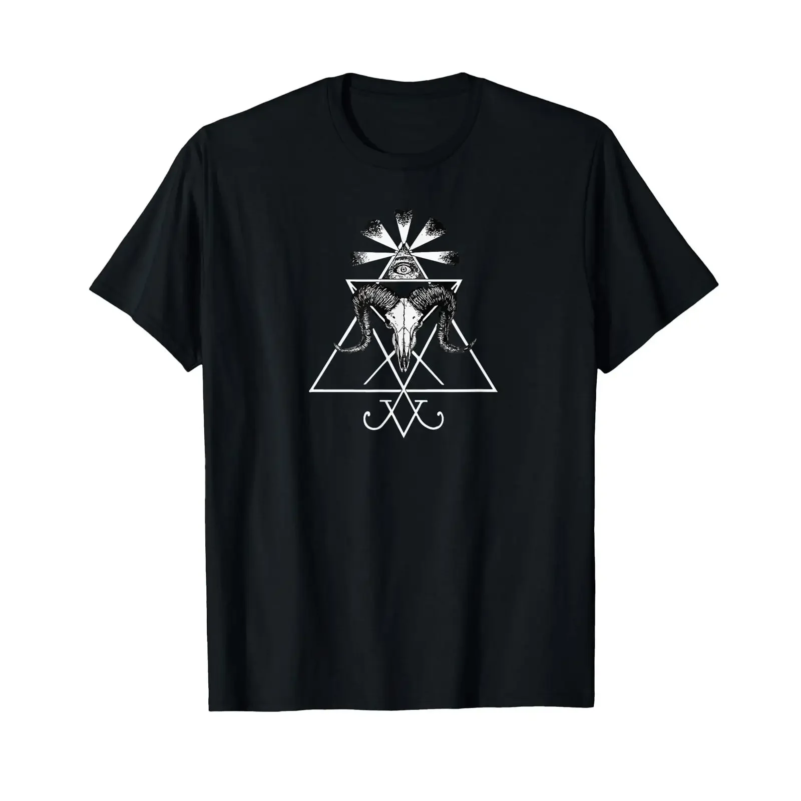 Sigil of Lucifer All Seeing Eye Gothic Metal Occult Punk T Shirt vintage Washed graphic Stylish Breathable