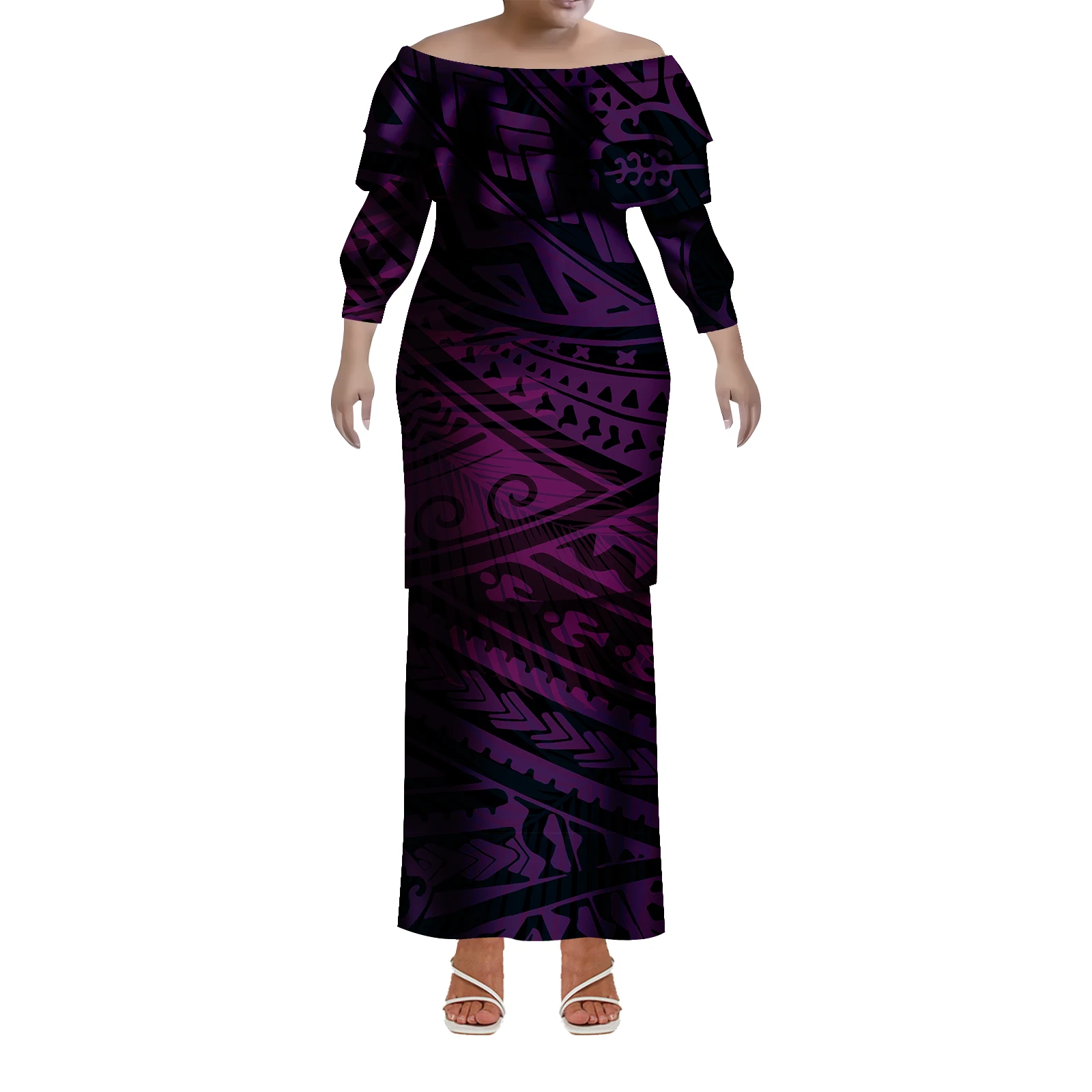 Letnia sukienka Puletasi z okrągłym dekoltem wykonana na zamówienie z nadrukami Samoańskimi i Fidżińskimi wyspami Wysokiej jakości polinezyjska sukienka damska