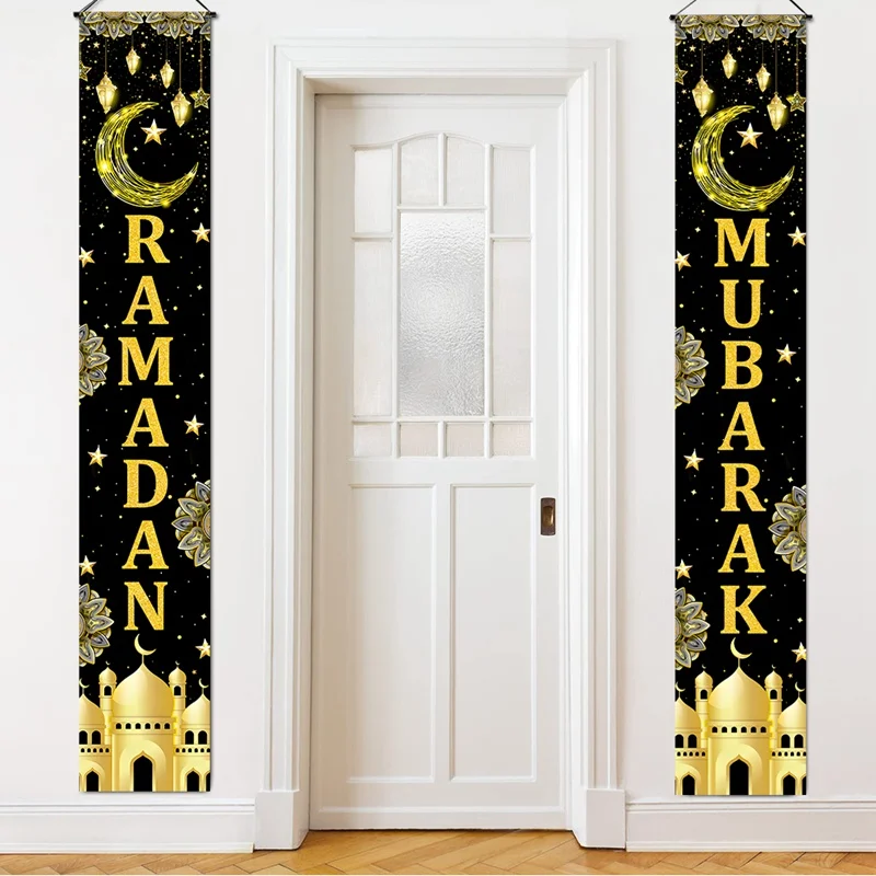 

3pcs Ramadan Decoration Door Banner EID Mubarak Decor for Home Porch Banner Ramadan Kareem Islamic Muslim Party Eid Al-Fitr Gift