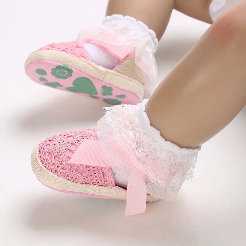 Chaussures d'été pour nouveau-né de 0 à 18 mois, sandales pour bébé fille, princesse, nœud fleuri, semelle en coton, première chaussure de marche