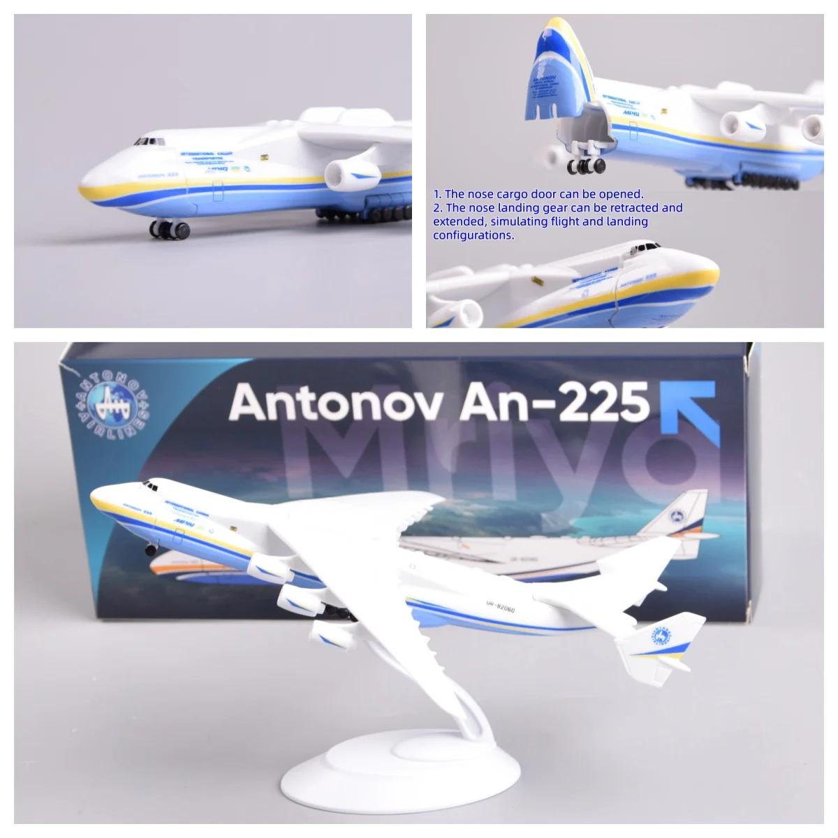 

20cm Diecast Alloy Antonov An-225 "Mriya" Transport Airplane Toy 1/400 Scale Aircraft Replica Model With Stand Collectible Gifts