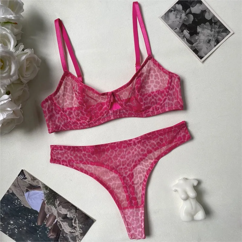 

Комплект с бюстгальтером, нижнее белье с леопардовым принтом, французский бюстгальтер, ультратонкая сетка 18, модный женский эротический костюм, комплекты нижнего белья, женское сексуальное нижнее белье xxx