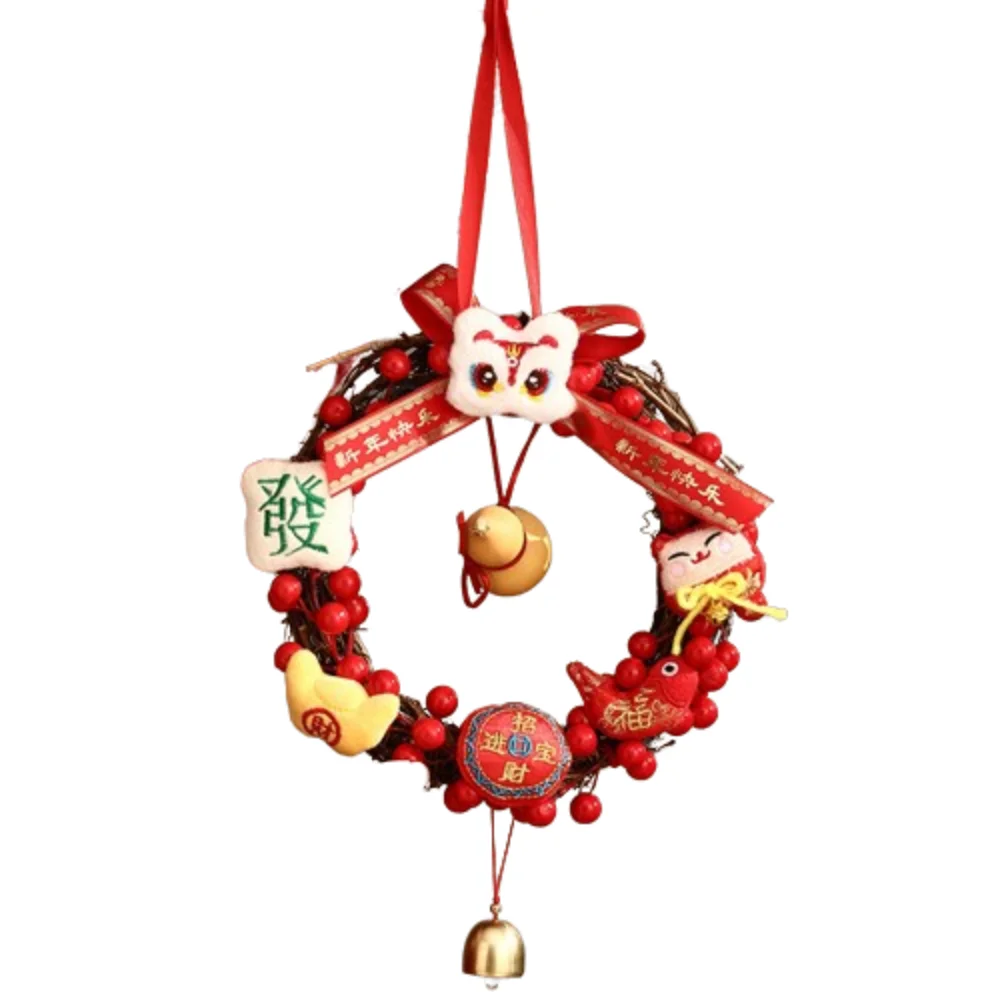 

Chinese Style New Year Hanging Pendants Traditional New Year Decor Spring Festival Ornament Portable Red Spring Festival Wreath