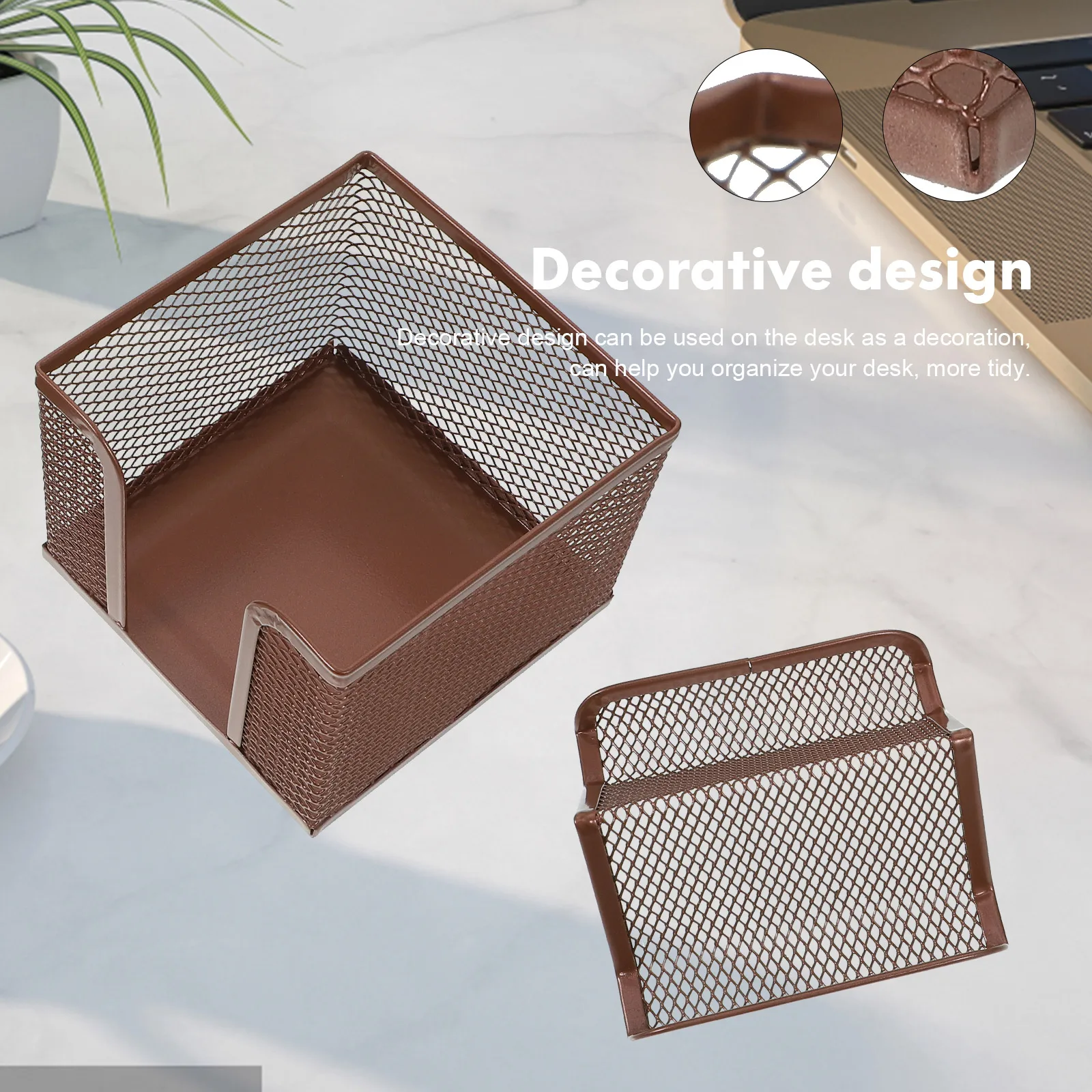 

1 Set Metal Pen Holder Desk Organizer Memo Pad Box Business Cards Display Stand Non-Slip Large Capacity Office Supplies
