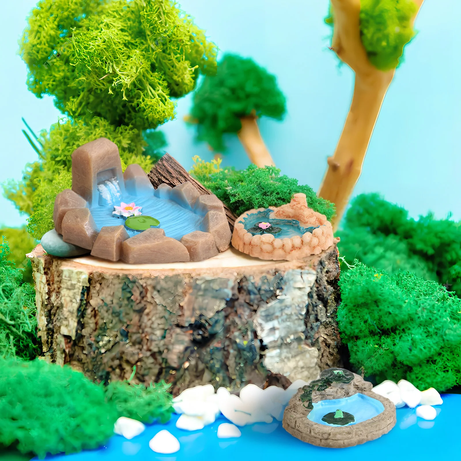 

8 Pcs Micro Landscape Moss Succulent Pond Accessories Artificial Lotus Plants Resin Mini Garden Ornaments Decorative Figurines