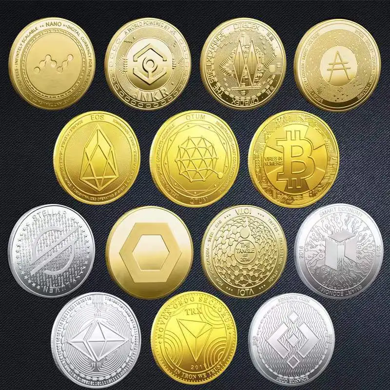 Bitcoin Crypto Dogecoin /Ethereum/Bitcoin/Litecoin/Ripple/Monero/EOS Coin Metal Gold Silver Cardano BTC Crypto CoinCollection