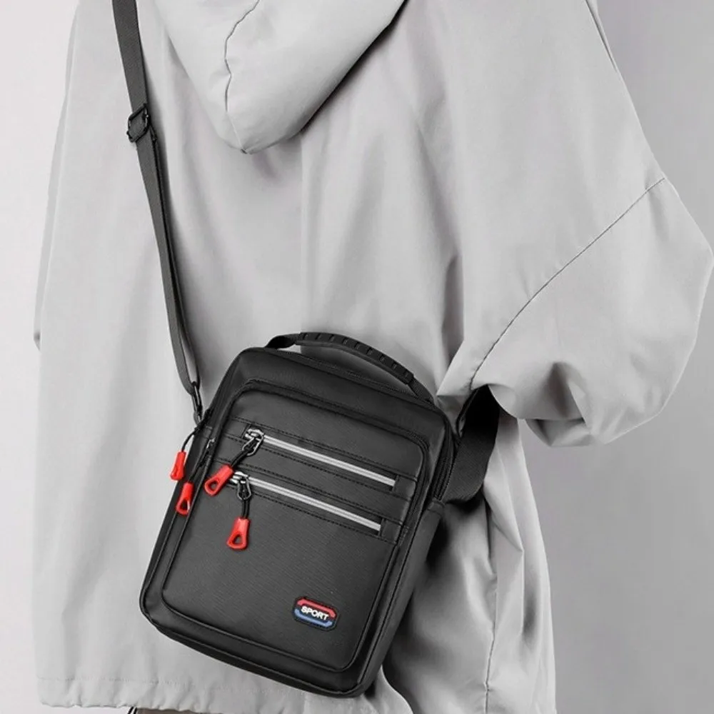 

Square Men Crossbody Bag Single Shoulder Solid Color Nylon Shoulder Bag Multifunctional Multi-layer Business Messenger Bag